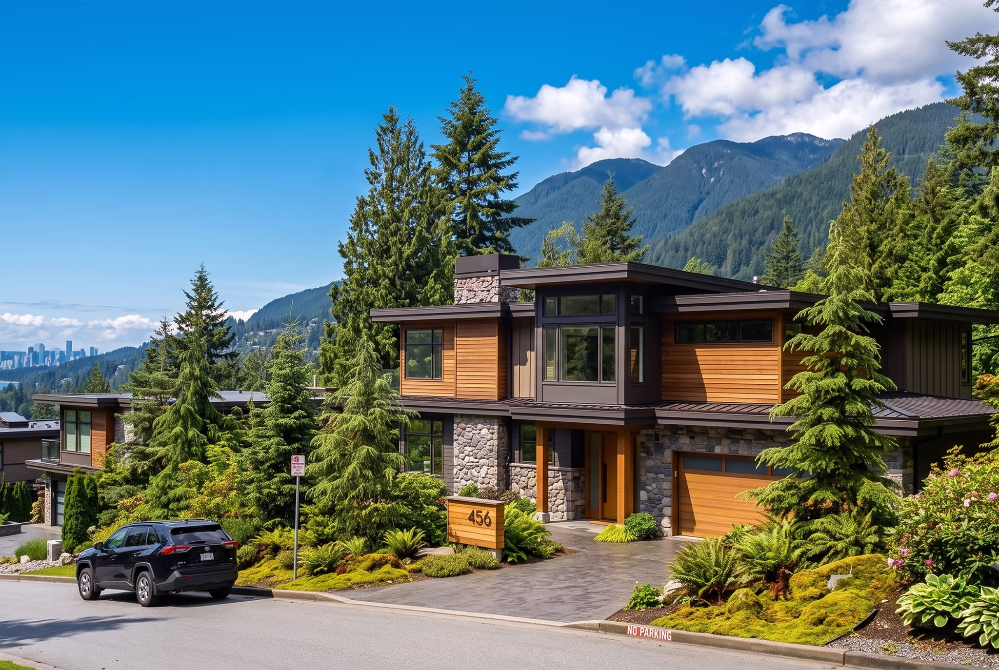 Exterior photo with clear blue sky after replacement